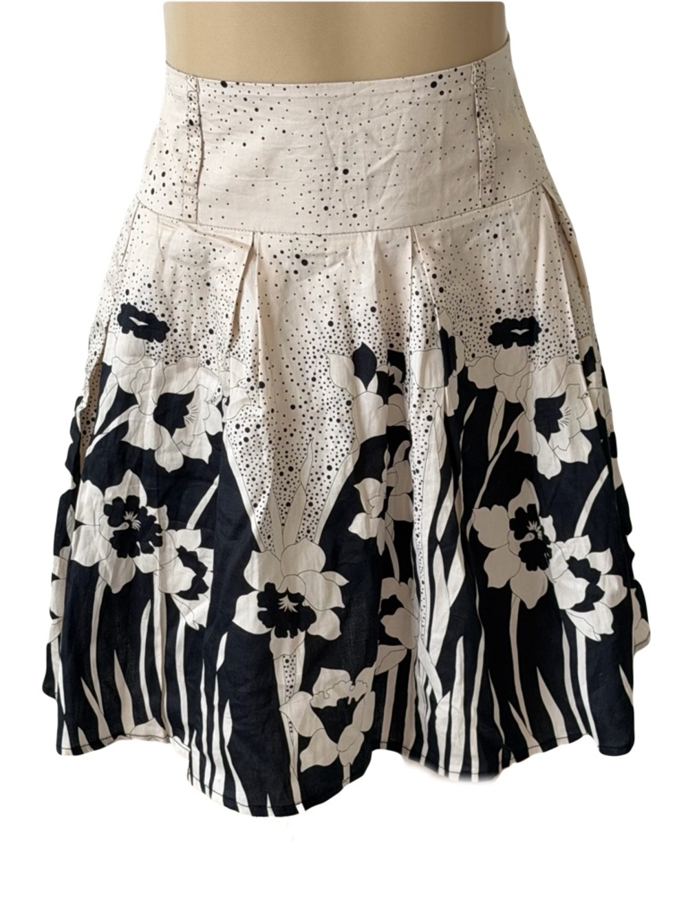 NWT Forever 21 vintage Y2K black white cotton pleated skirt L